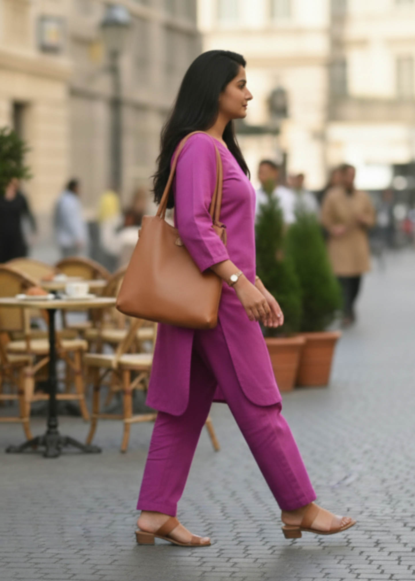 PURPLE ANIKA SLUB COTTON CO-ORD SET