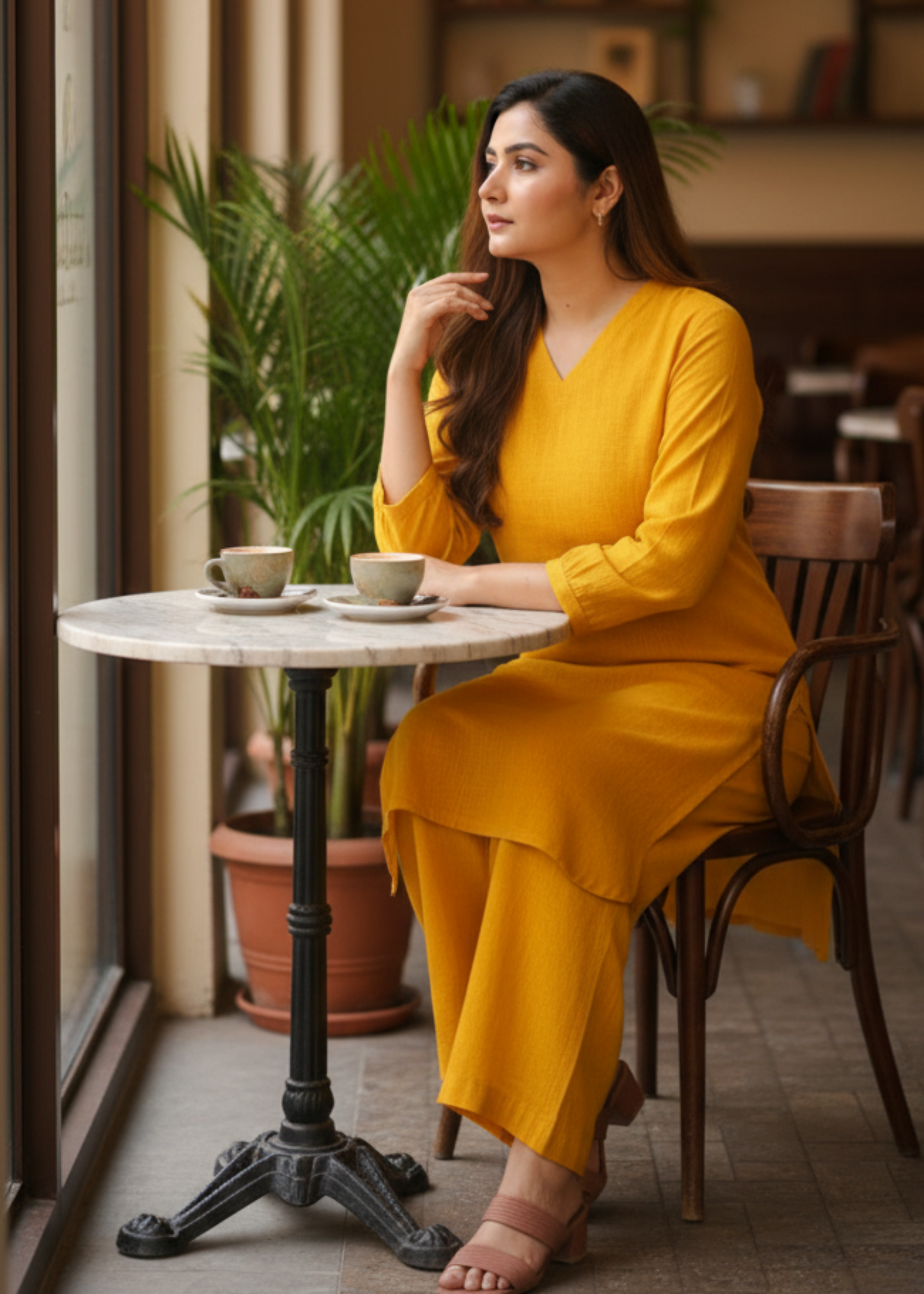 YELLOW ANIKA SLUB COTTON CO-ORD SET