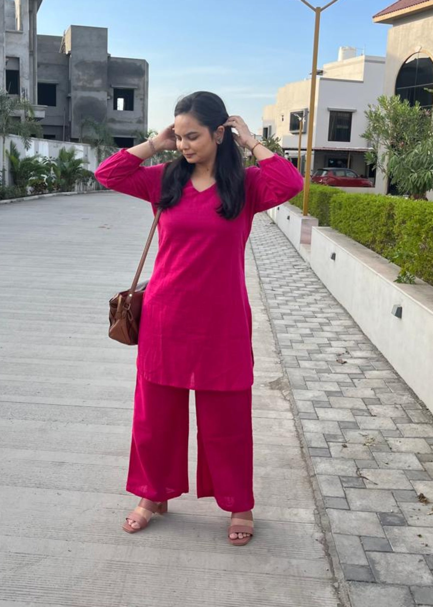 PINK ANIKA SLUB COTTON CO-ORD SET